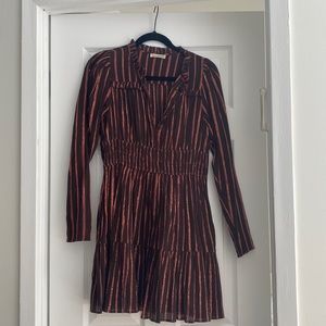 Ulla Johnson brown and orange shimmer mini dress